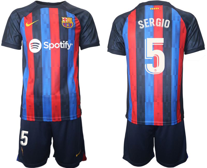 Men 2022-2023 Club Barcelona home blue #5 Soccer Jersey->barcelona jersey->Soccer Club Jersey